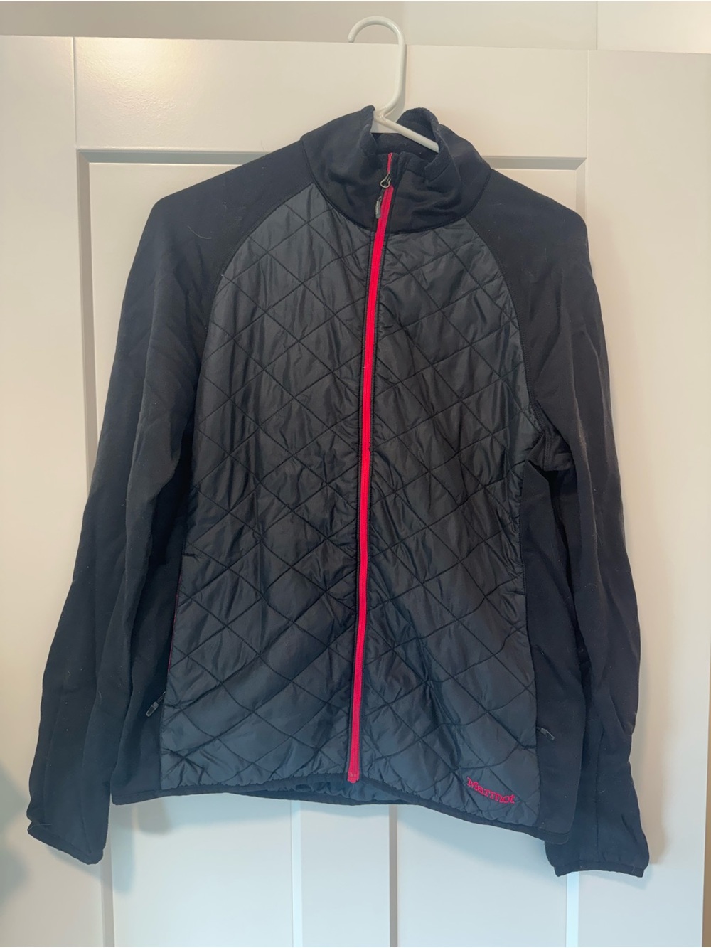 Marmot Black Quilted Puffer Jacket with Pink Zipper